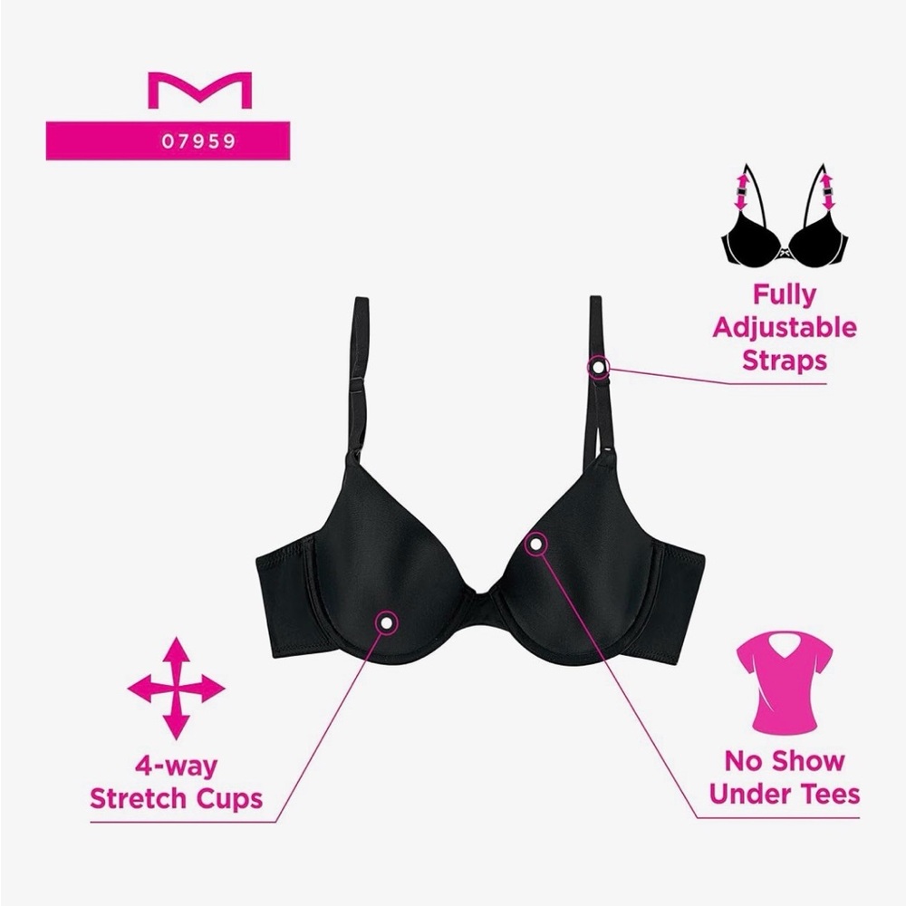 Maidenform Women's One Fab Fit Demi Underwire Bra, Lightly Lined T-Shirt